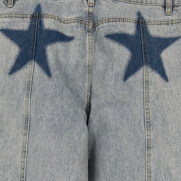 Adika Light Wash Front Seam Flare Jeans with Star Back Pockets Size Large - Picture 5 of 7